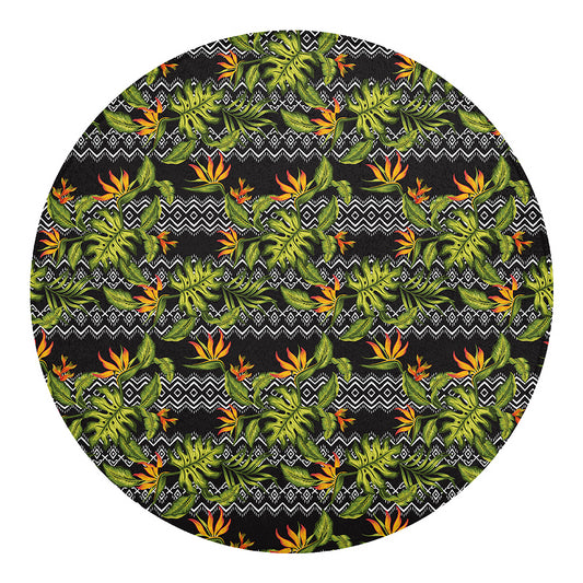 Ethnic Bird Of Paradise Pattern Print Round Blanket
