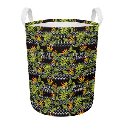 Ethnic Bird Of Paradise Pattern Print Round Laundry Basket