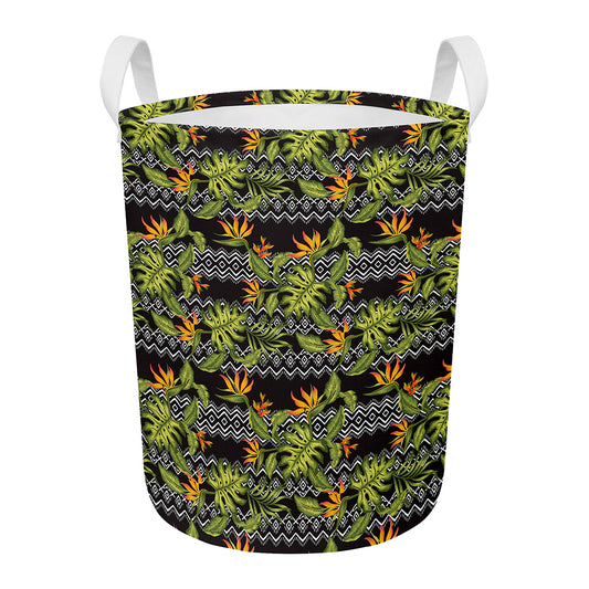 Ethnic Bird Of Paradise Pattern Print Round Laundry Basket