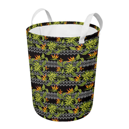Ethnic Bird Of Paradise Pattern Print Round Laundry Basket