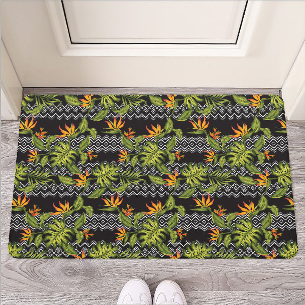 Ethnic Bird Of Paradise Pattern Print Rubber Doormat