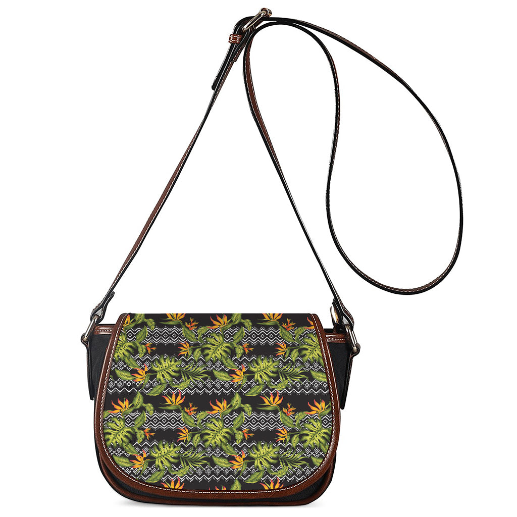 Ethnic Bird Of Paradise Pattern Print Saddle Bag