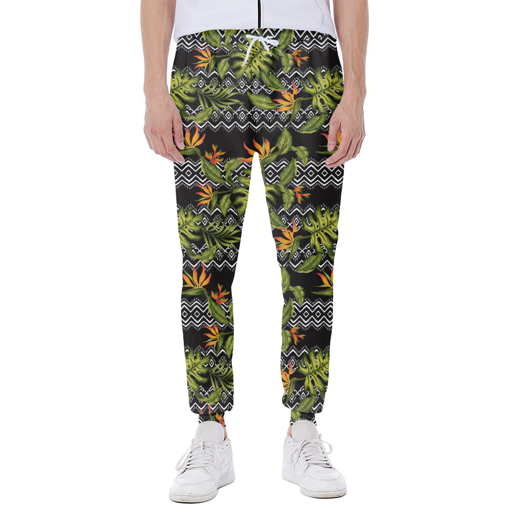 Ethnic Bird Of Paradise Pattern Print Scuba Joggers