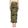 Ethnic Bird Of Paradise Pattern Print Side Slit Maxi Skirt