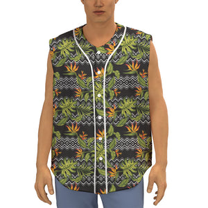 Ethnic Bird Of Paradise Pattern Print Sleeveless Baseball Jersey