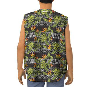 Ethnic Bird Of Paradise Pattern Print Sleeveless Baseball Jersey