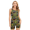 Ethnic Bird Of Paradise Pattern Print Sleeveless One Piece Swimsuit