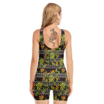 Ethnic Bird Of Paradise Pattern Print Sleeveless One Piece Swimsuit