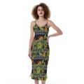 Ethnic Bird Of Paradise Pattern Print Slim Fit Midi Cami Dress