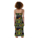 Ethnic Bird Of Paradise Pattern Print Slim Fit Midi Cami Dress