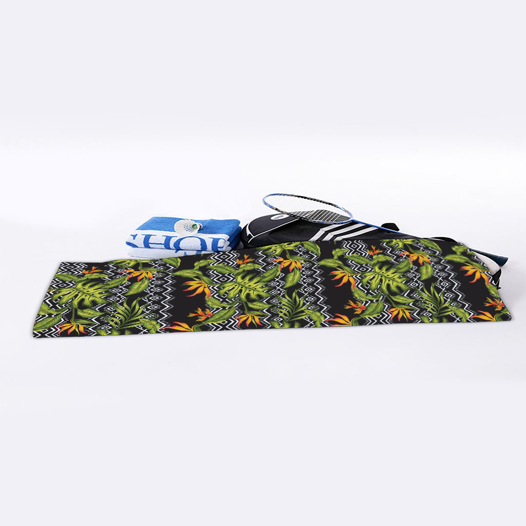 Ethnic Bird Of Paradise Pattern Print Sports Towel