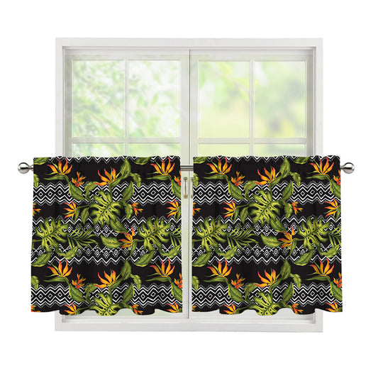 Ethnic Bird Of Paradise Pattern Print Tier Curtains
