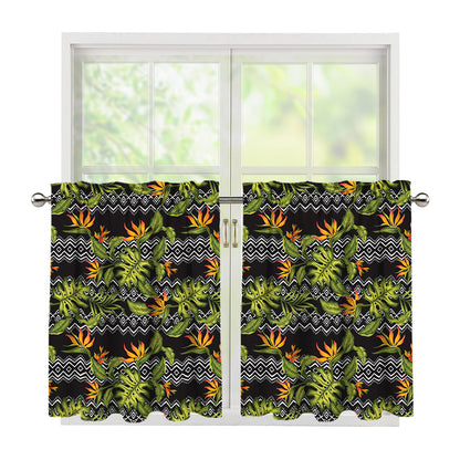 Ethnic Bird Of Paradise Pattern Print Tier Curtains