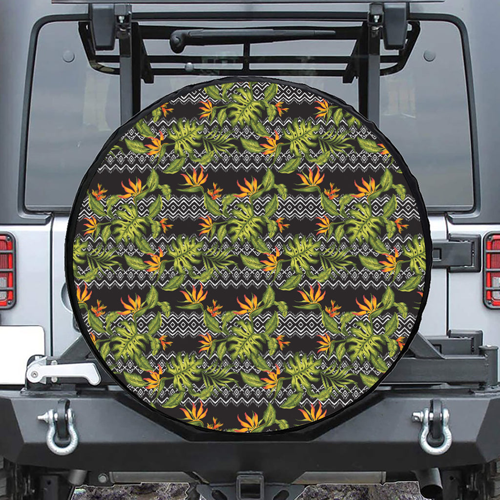 Ethnic Bird Of Paradise Pattern Print Tire Cover
