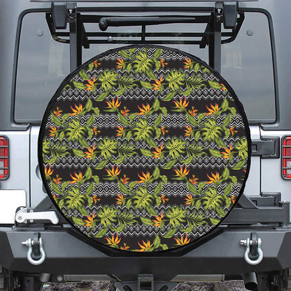 Ethnic Bird Of Paradise Pattern Print Tire Cover