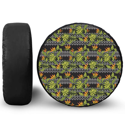 Ethnic Bird Of Paradise Pattern Print Tire Cover
