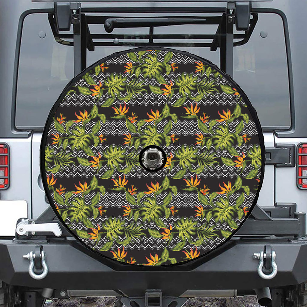 Ethnic Bird Of Paradise Pattern Print Tire Cover With Camera Hole