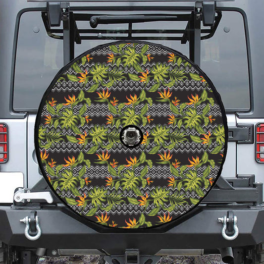 Ethnic Bird Of Paradise Pattern Print Tire Cover With Camera Hole
