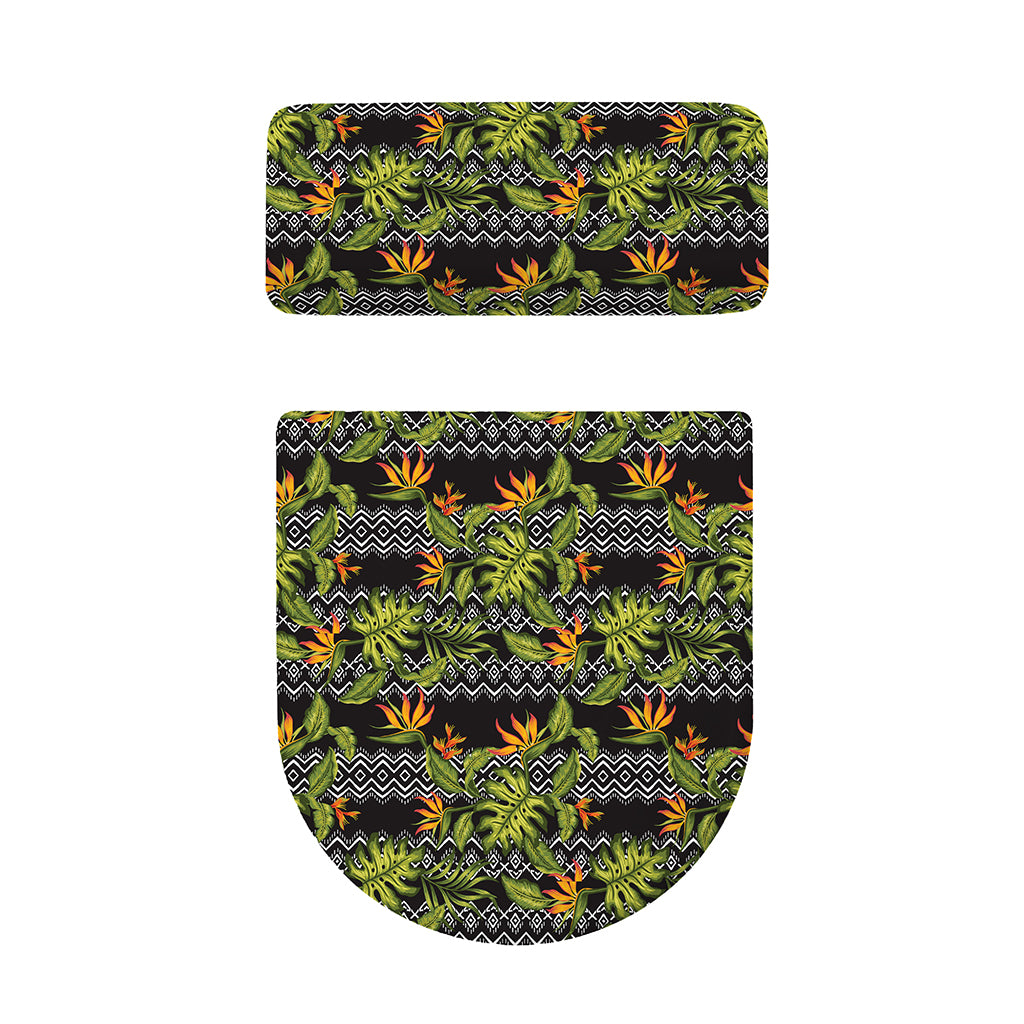 Ethnic Bird Of Paradise Pattern Print Toilet Lid And Tank Cover Set
