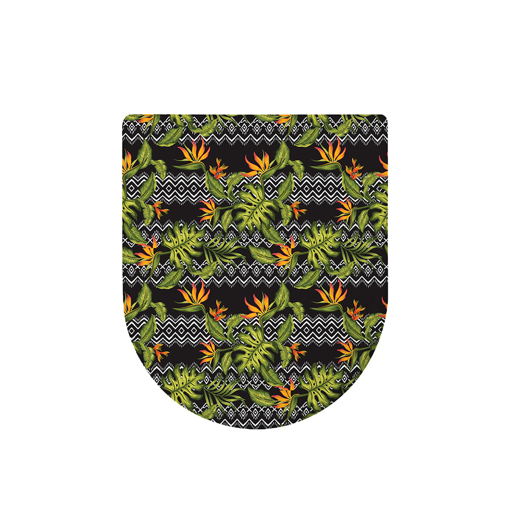 Ethnic Bird Of Paradise Pattern Print Toilet Lid Cover
