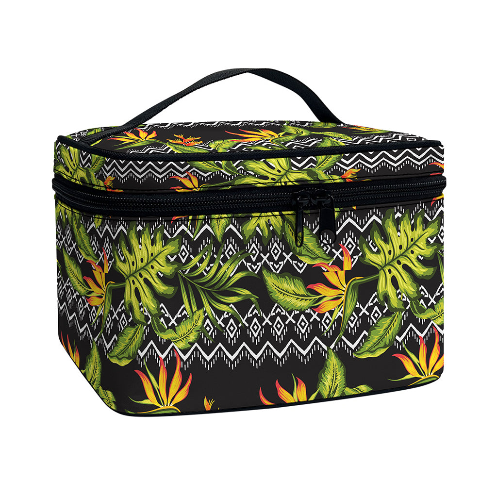 Ethnic Bird Of Paradise Pattern Print Travel Makeup Bag