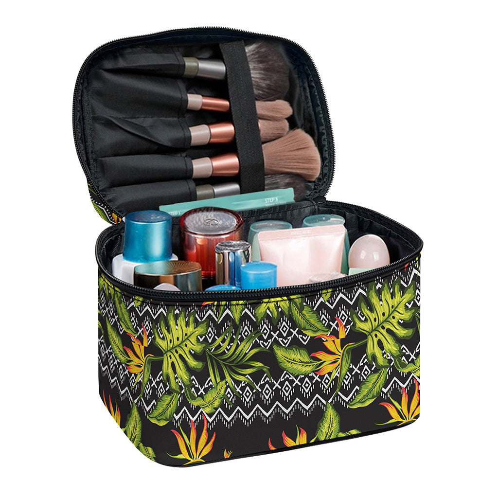 Ethnic Bird Of Paradise Pattern Print Travel Makeup Bag