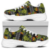 Ethnic Bird Of Paradise Pattern Print White Chunky Shoes