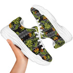 Ethnic Bird Of Paradise Pattern Print White Chunky Shoes