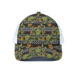 Ethnic Bird Of Paradise Pattern Print White Mesh Trucker Cap