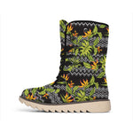 Ethnic Bird Of Paradise Pattern Print Winter Boots