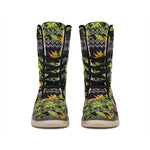 Ethnic Bird Of Paradise Pattern Print Winter Boots