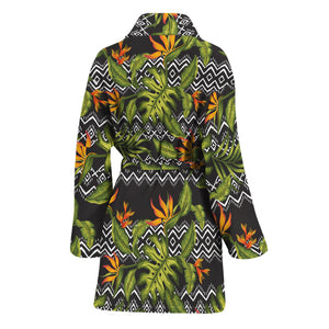 Ethnic Bird Of Paradise Pattern Print Women's Bathrobe