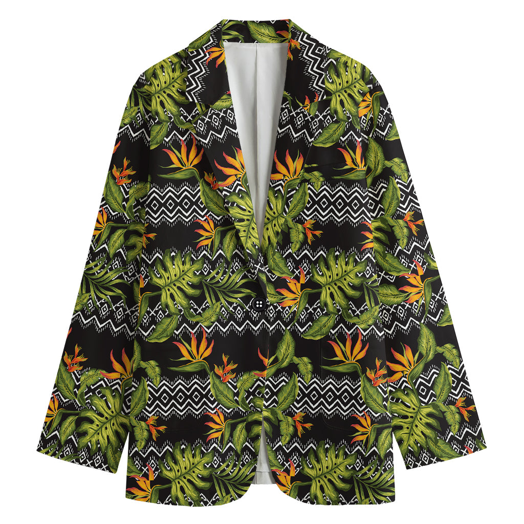 Ethnic Bird Of Paradise Pattern Print Women's Blazer