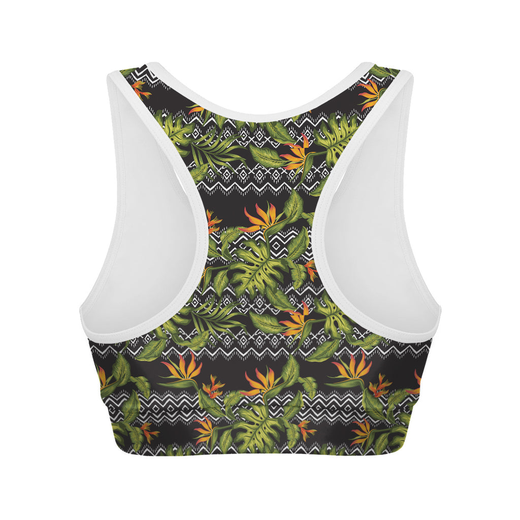 Ethnic Bird Of Paradise Pattern Print Women's Sports Bra