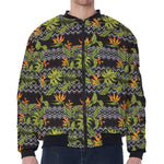 Ethnic Bird Of Paradise Pattern Print Zip Sleeve Bomber Jacket