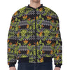 Ethnic Bird Of Paradise Pattern Print Zip Sleeve Bomber Jacket