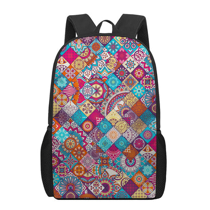 Ethnic Bohemian Mandala Pattern Print 17 Inch Backpack