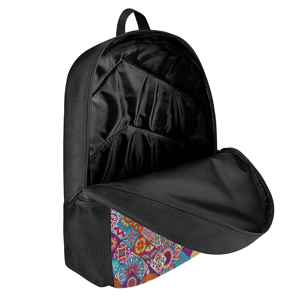 Ethnic Bohemian Mandala Pattern Print 17 Inch Backpack