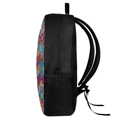 Ethnic Bohemian Mandala Pattern Print 17 Inch Backpack