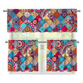 Ethnic Bohemian Mandala Pattern Print 3 Piece Kitchen Curtains