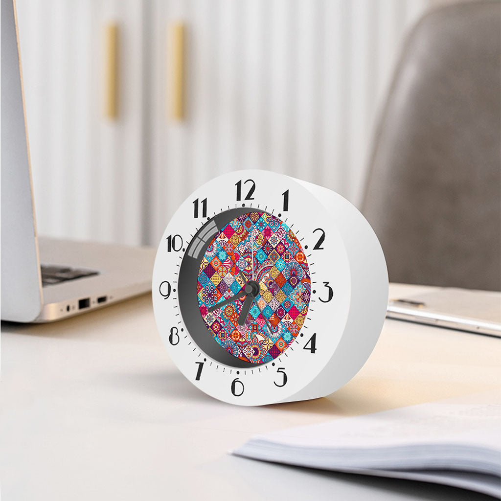 Ethnic Bohemian Mandala Pattern Print Alarm Clock