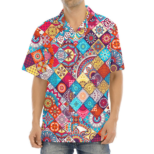 Ethnic Bohemian Mandala Pattern Print Aloha Shirt