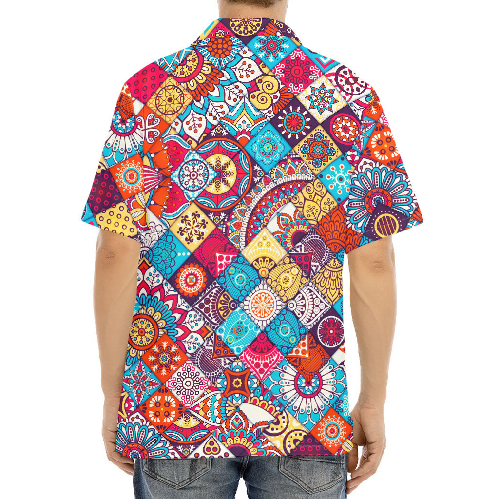 Ethnic Bohemian Mandala Pattern Print Aloha Shirt