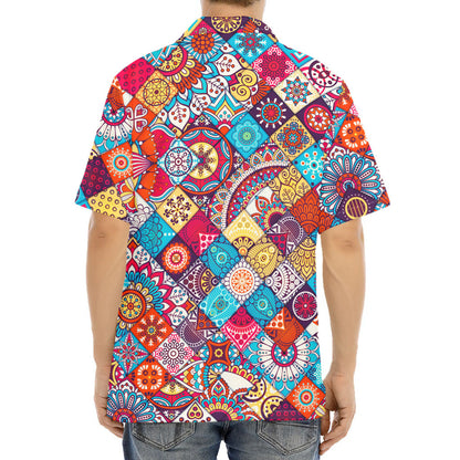 Ethnic Bohemian Mandala Pattern Print Aloha Shirt
