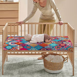 Ethnic Bohemian Mandala Pattern Print Baby Crib Sheet