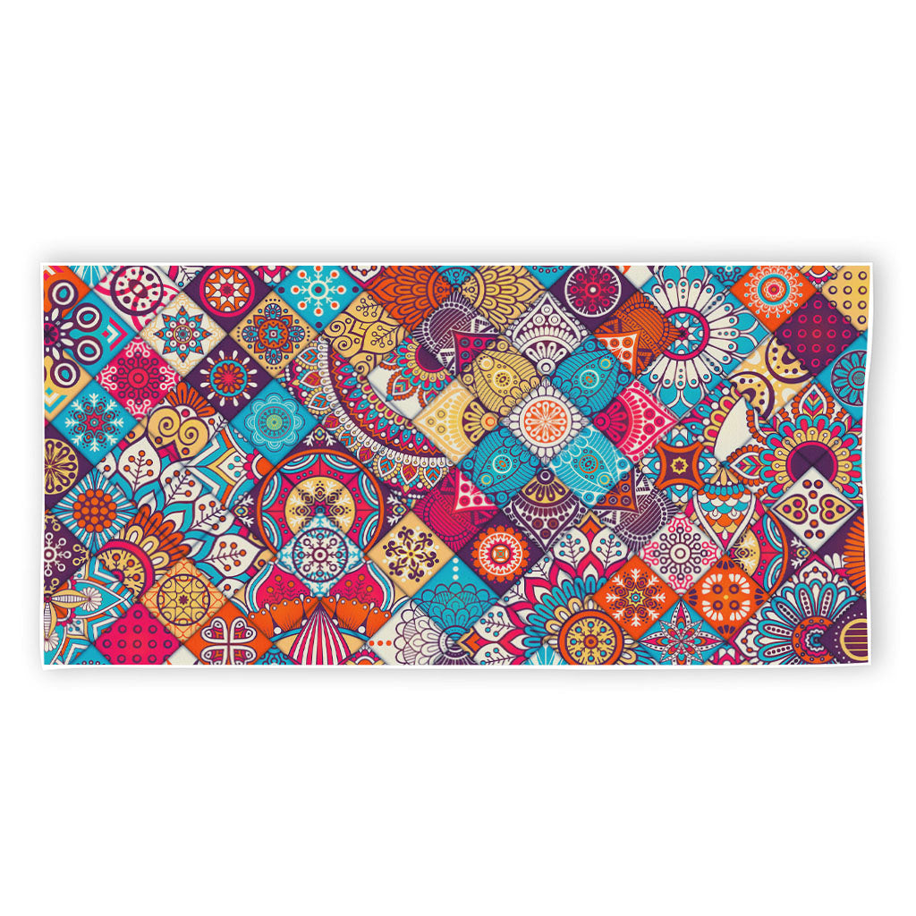 Ethnic Bohemian Mandala Pattern Print Beach Towel
