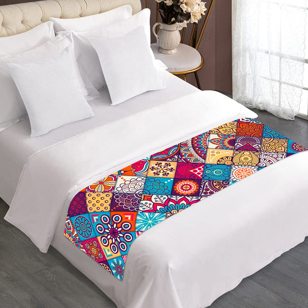 Ethnic Bohemian Mandala Pattern Print Bed Runner