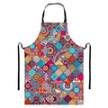 Ethnic Bohemian Mandala Pattern Print Bib Apron With Pocket