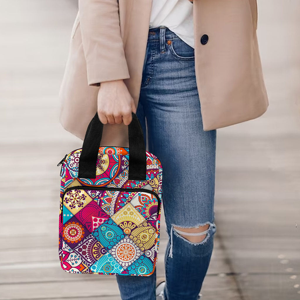 Ethnic Bohemian Mandala Pattern Print Bible Tote Bag