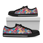 Ethnic Bohemian Mandala Pattern Print Black Low Top Sneakers